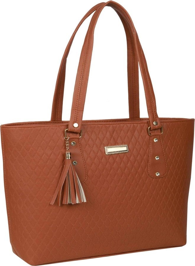 Dcozi Stylish and Fashionable Brown PU Leather Medium Handbag For Women & Girls - TB13 (Shoulder & Tote Bag) - Image 1
